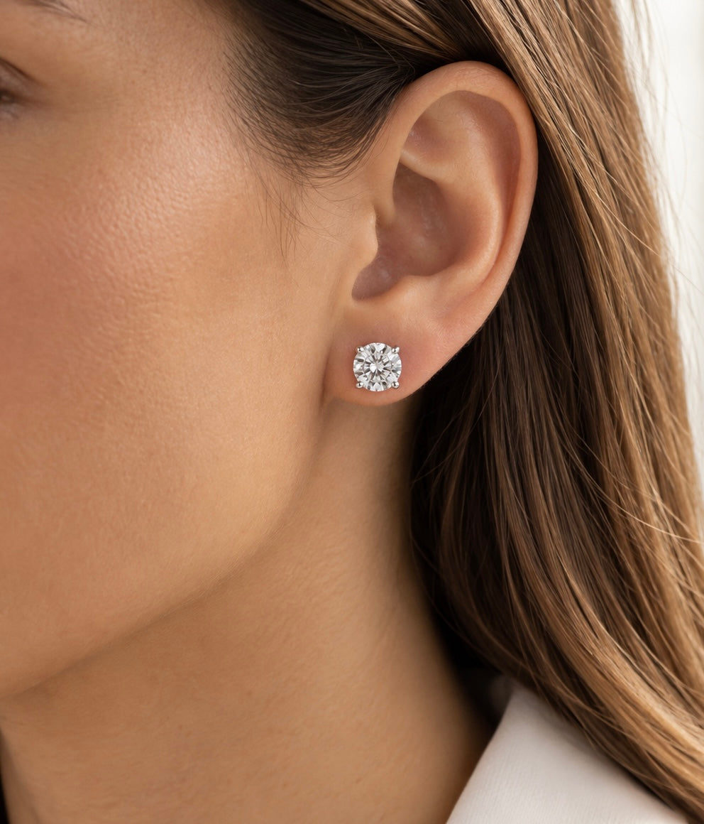 Round Brilliant Lab-Grown Diamond Stud Earrings