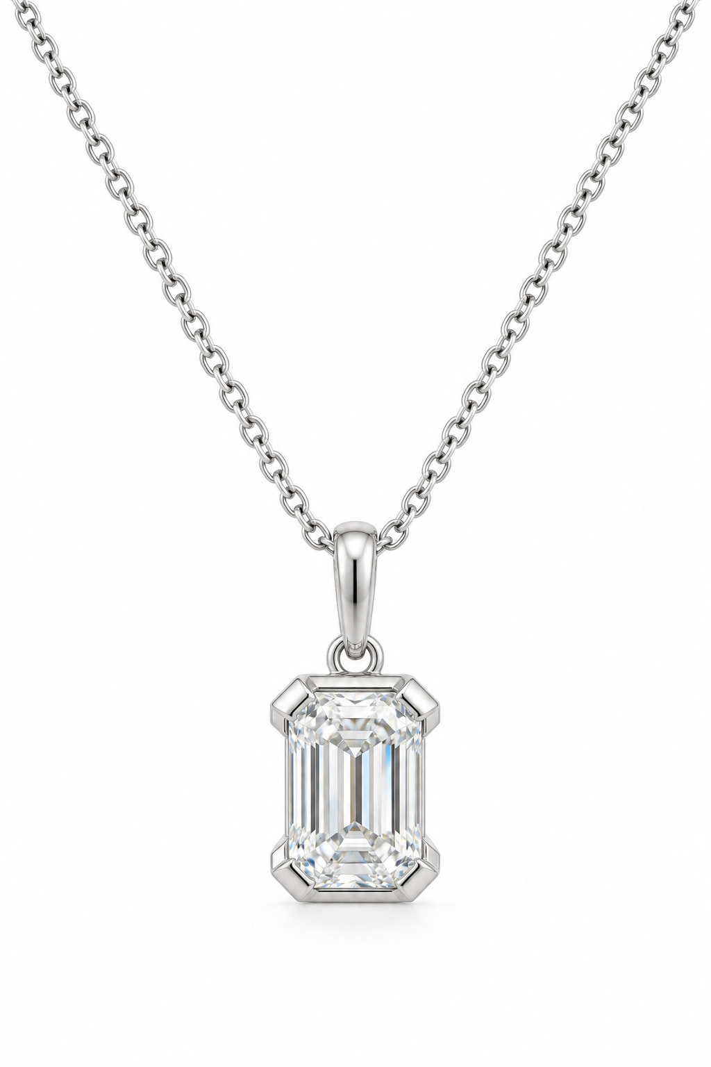 Emerald-Cut Lab-Grown Diamond Necklace