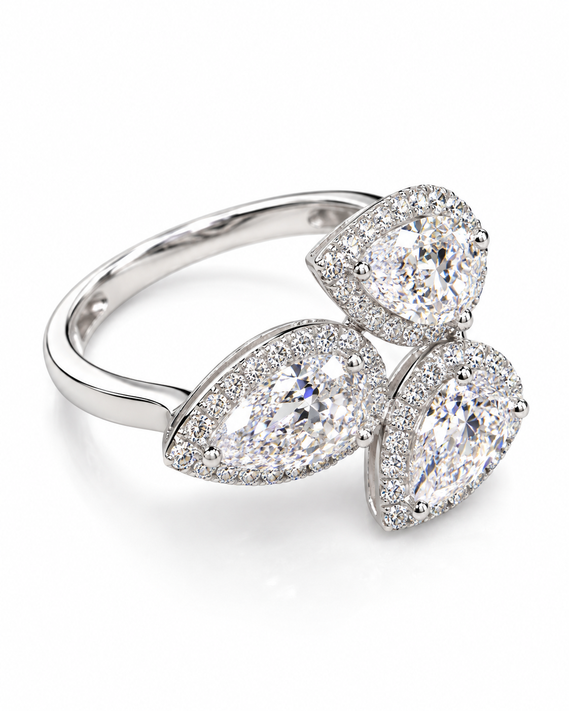 Pear and Round-cut Lab Grown Diamond Ring